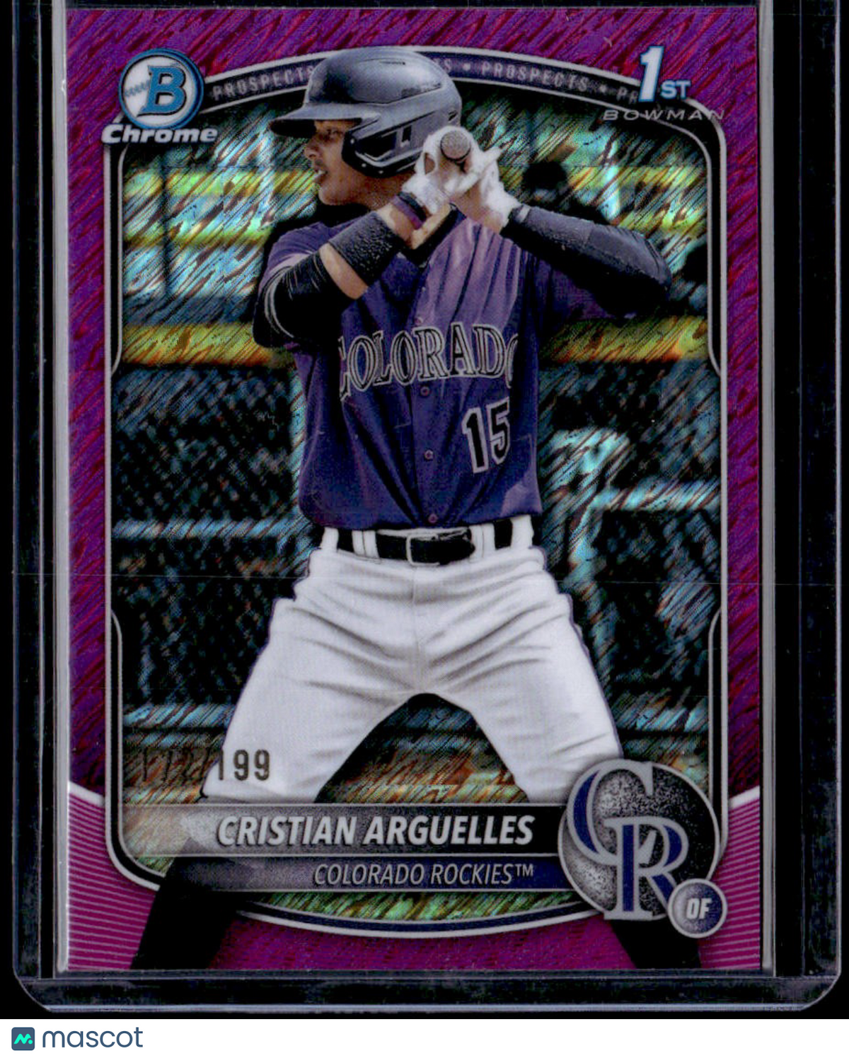 2025 Bowman Chrome Cristian Arguelles Prospects Fuchsia Shimmer #/199