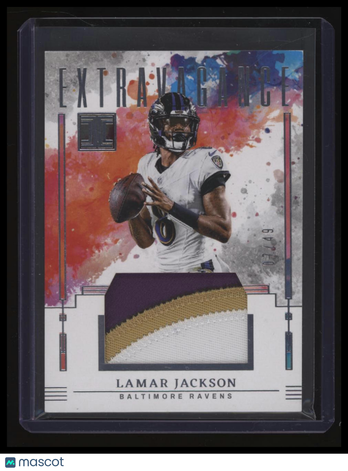 2025 Panini Impeccable Lamar Jackson Extravagance Patches #/49