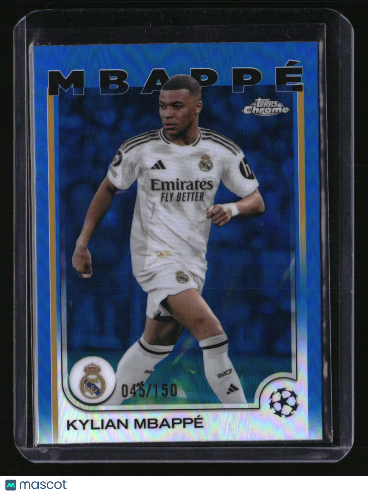 2024-25 Topps Chrome UEFA Club Competitions Kylian Mbappé Blue Refractor #/150