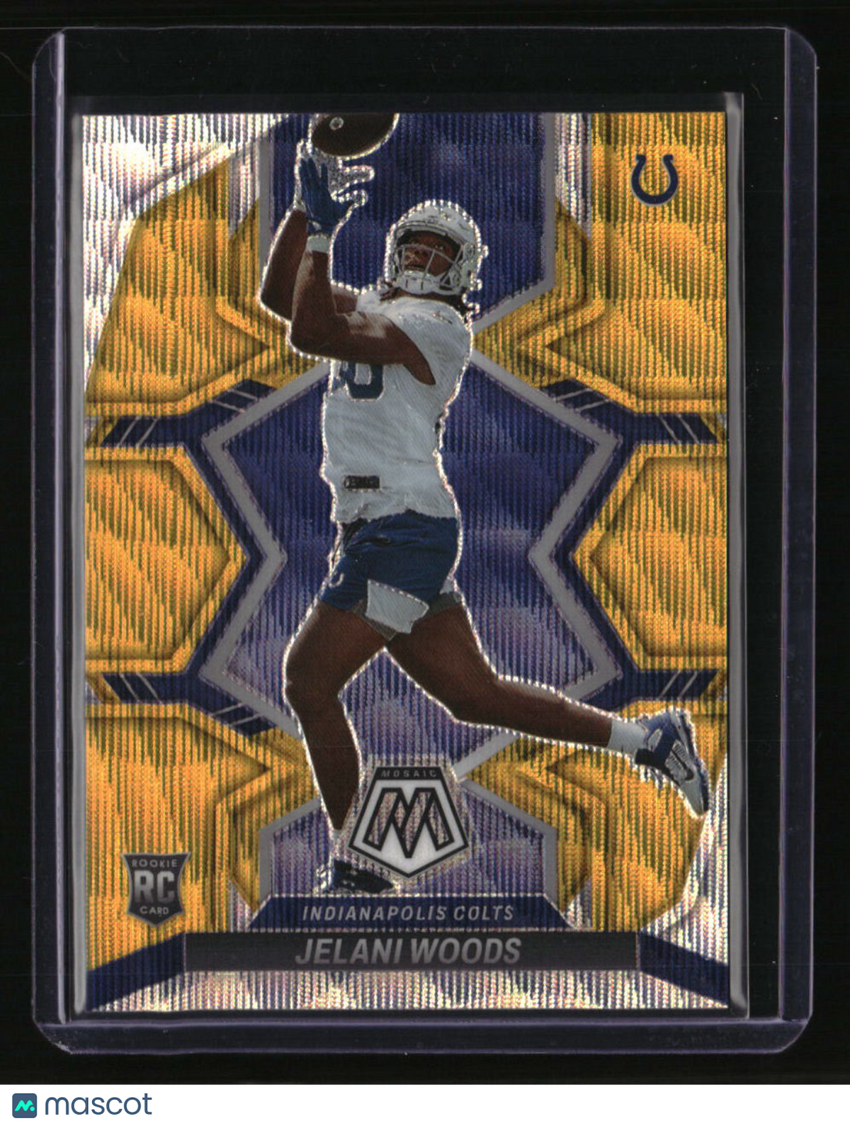 2022 Panini Mosaic Jelani Woods Mosaic Gold Wave #/17