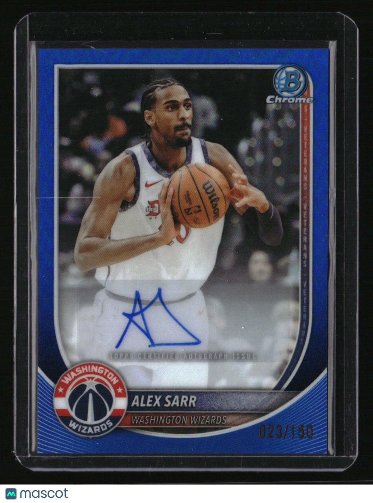 2025-26 Bowman Alex Sarr Chrome Autographs Blue Refractor #/150