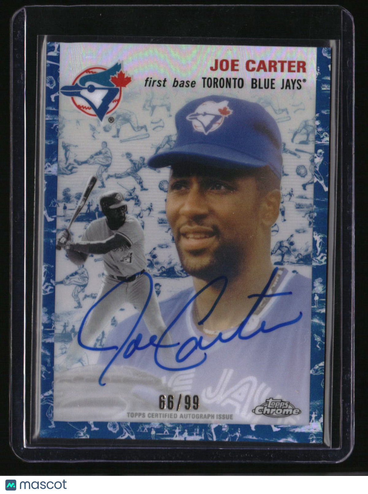 2023 Topps Chrome Joe Carter Autographs Platinum Toile Cream Blue #/99