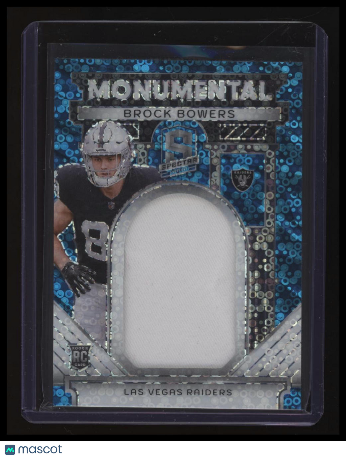 2024 Panini Spectra Brock Bowers Monumental Memorabilia Neon Blue #/50