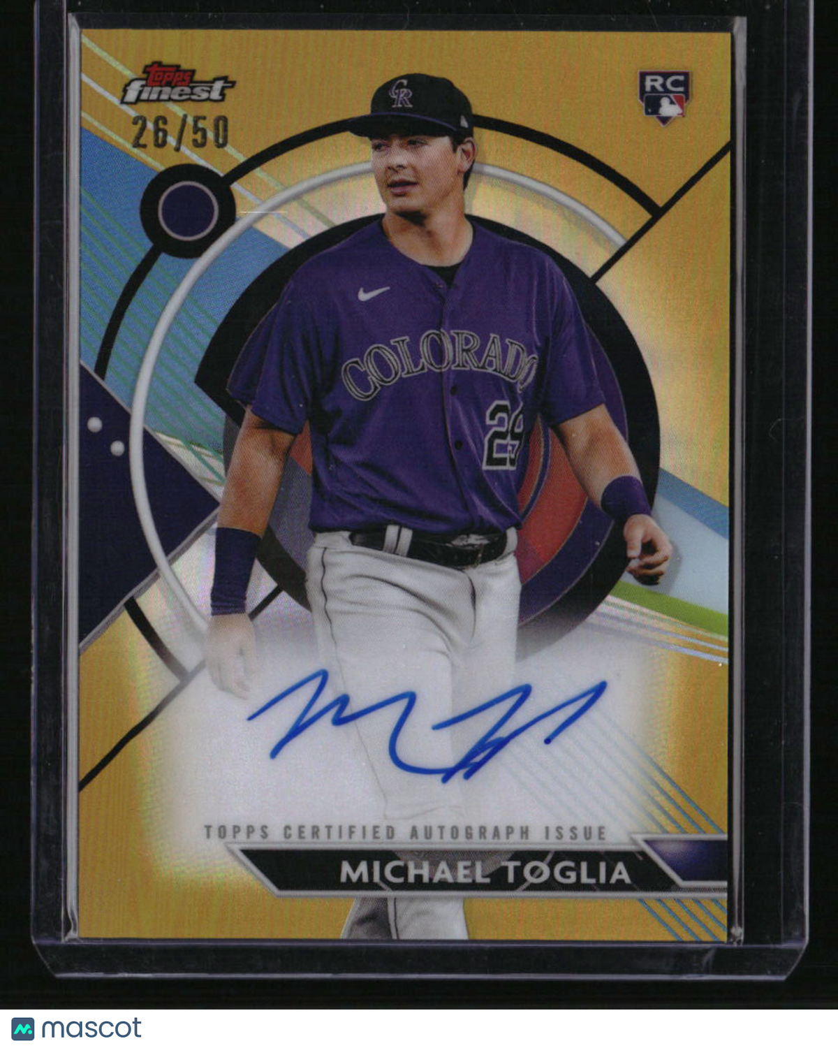 2023 Finest Michael Toglia Finest Autographs Gold Refractor #/50