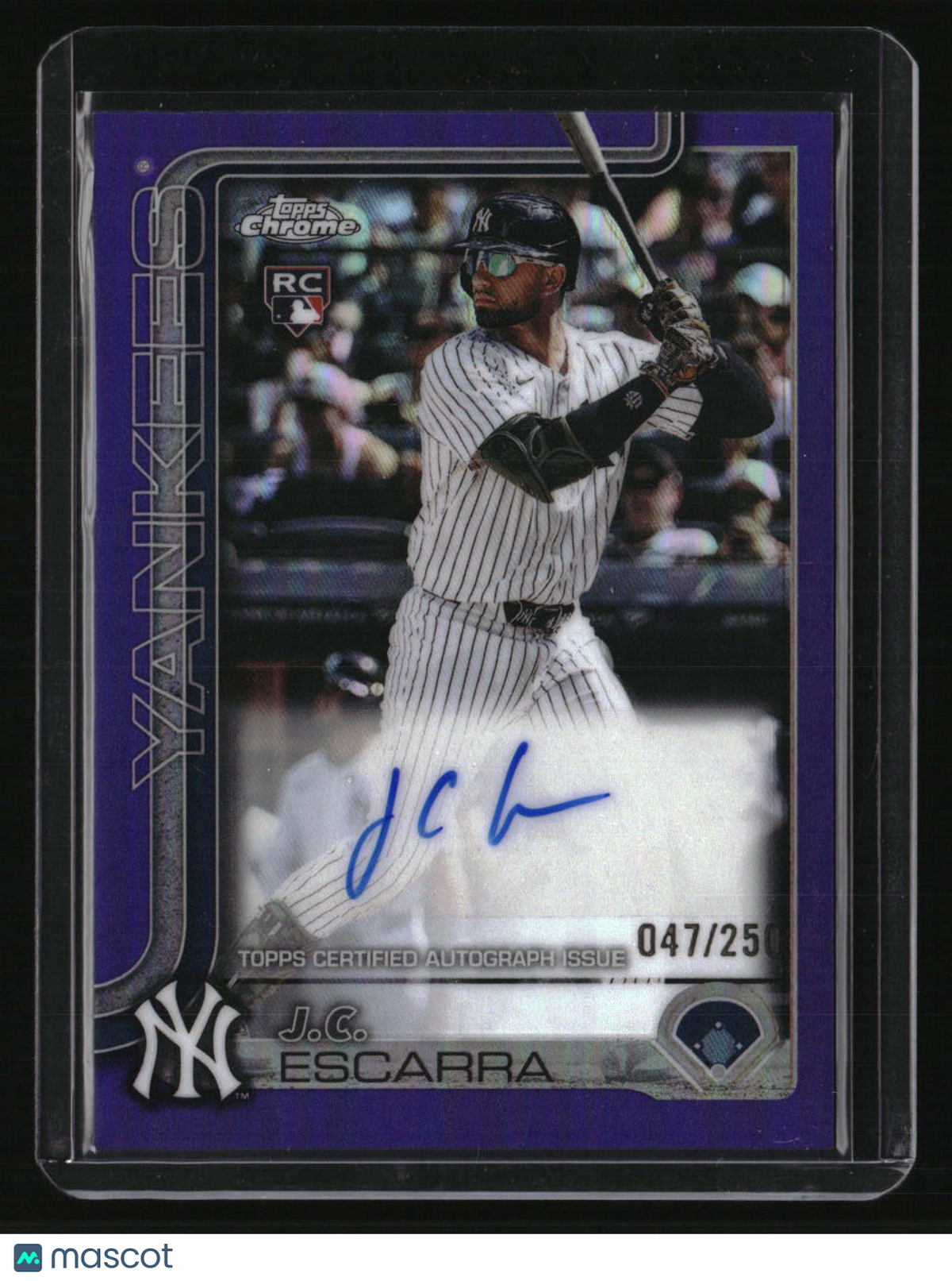 2025 Topps Chrome Update J.C. Escarra Chrome Update Autographs Purple #/250