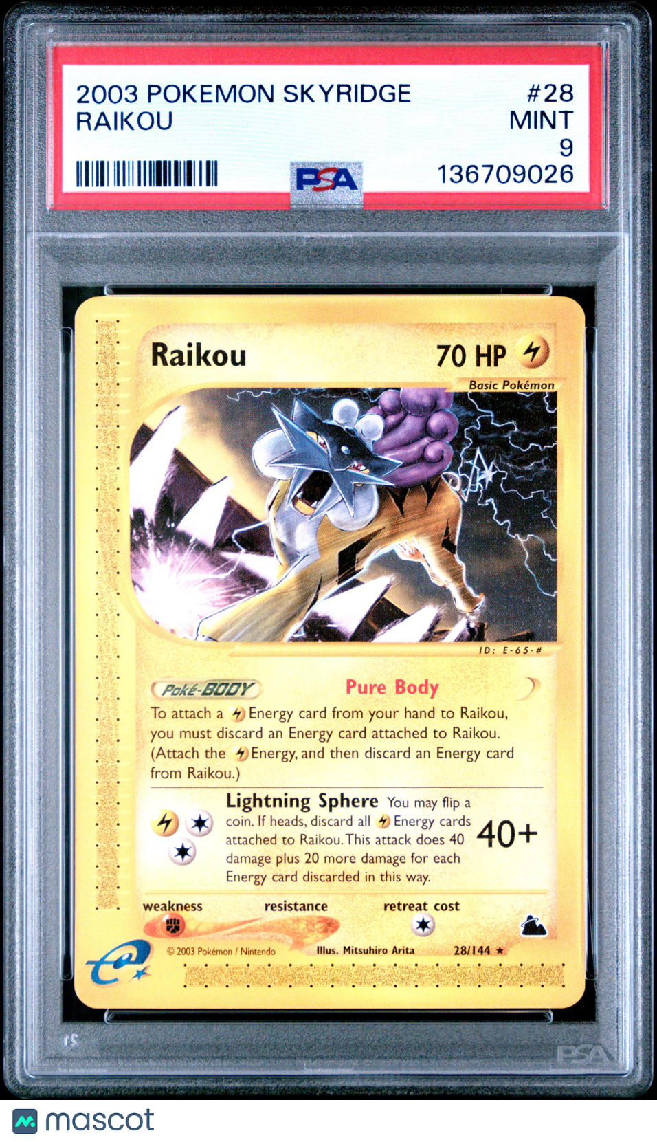2003 Pokemon Skyridge Raikou PSA 9