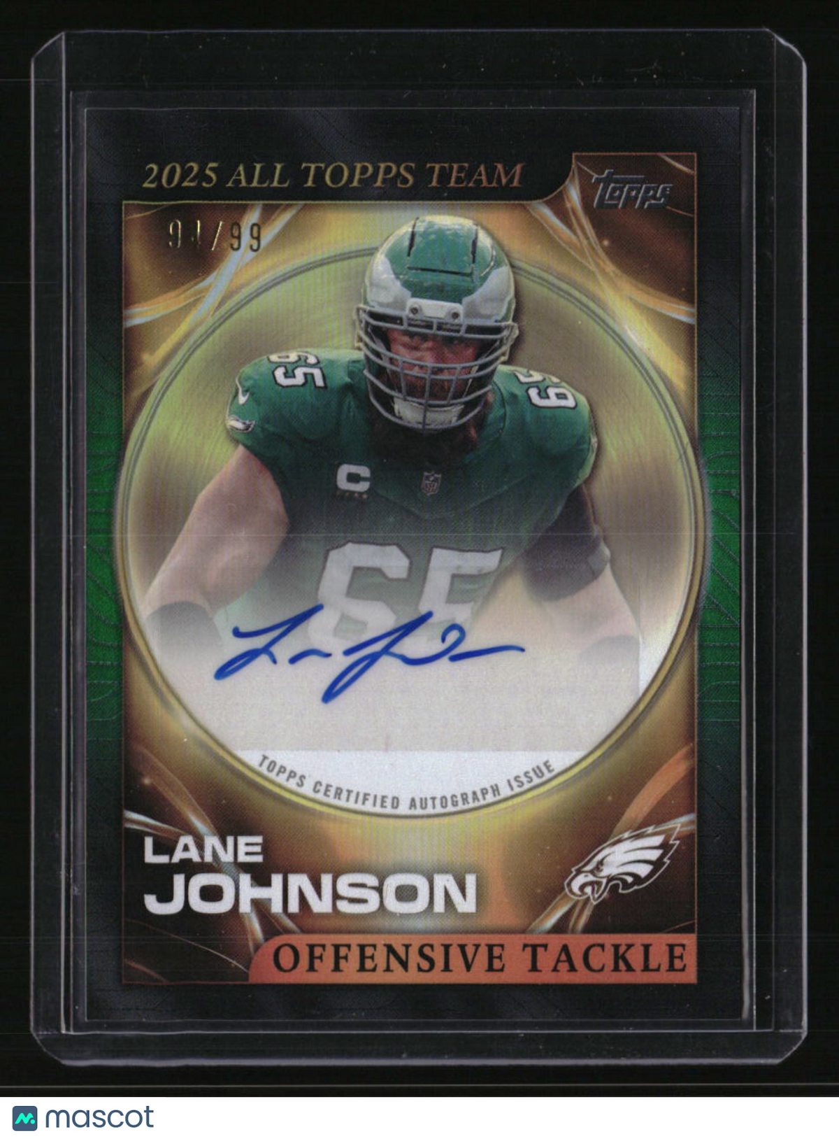 2026 Topps Flagship Lane Johnson 2025 All Topps Team Autographs Green #/99