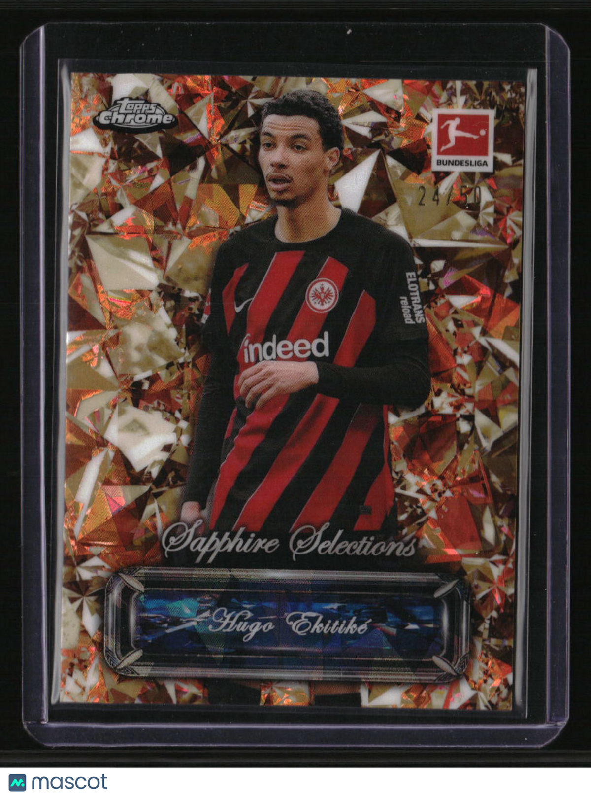 2023-24 Topps Chrome Sapphire Bundesliga Hugo Ekitiké Gold Ref #/50