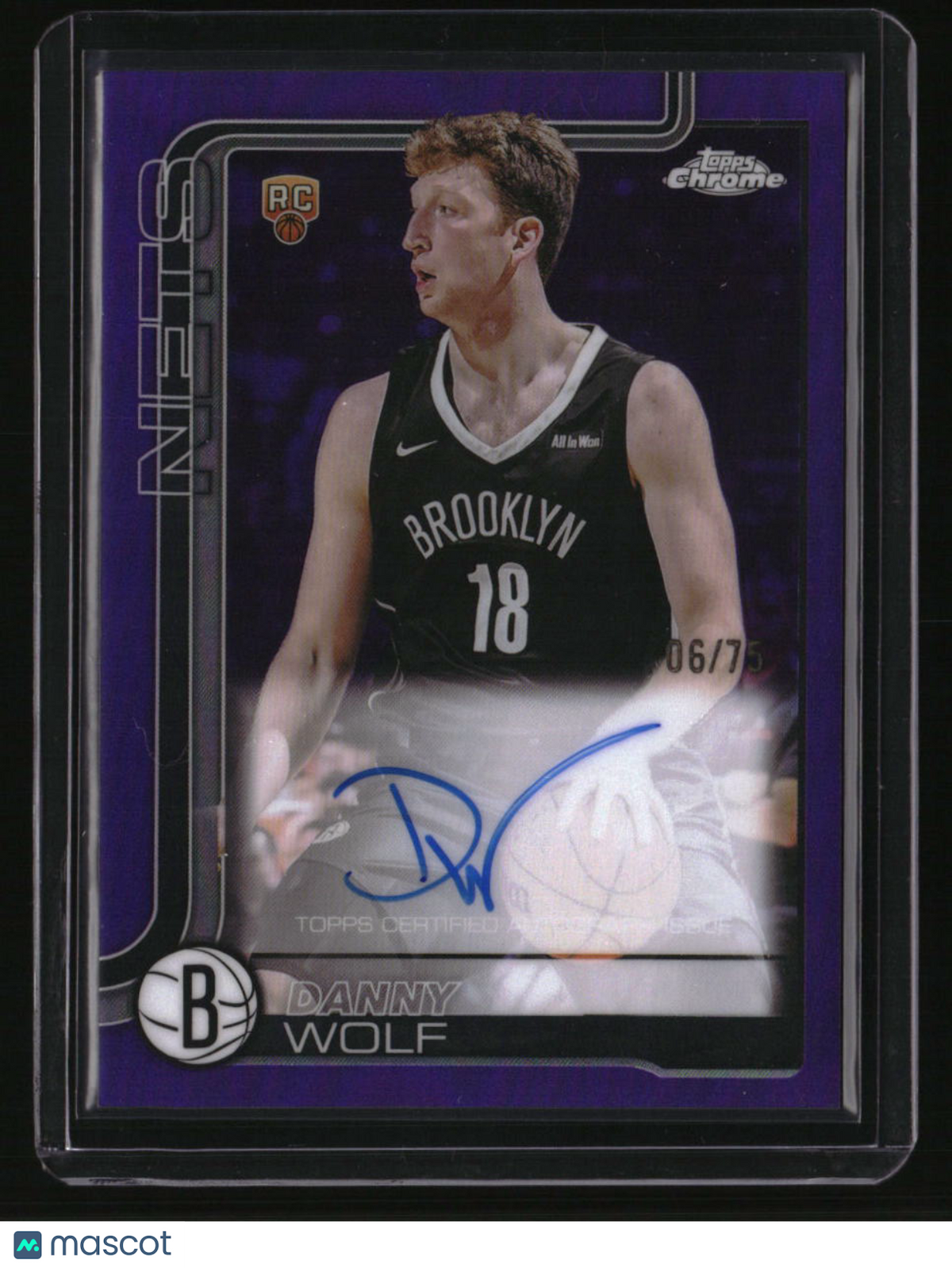 2025-26 Topps Chrome #TCAR-DW Danny Wolf Chrome Rookie Autographs Purple #/75