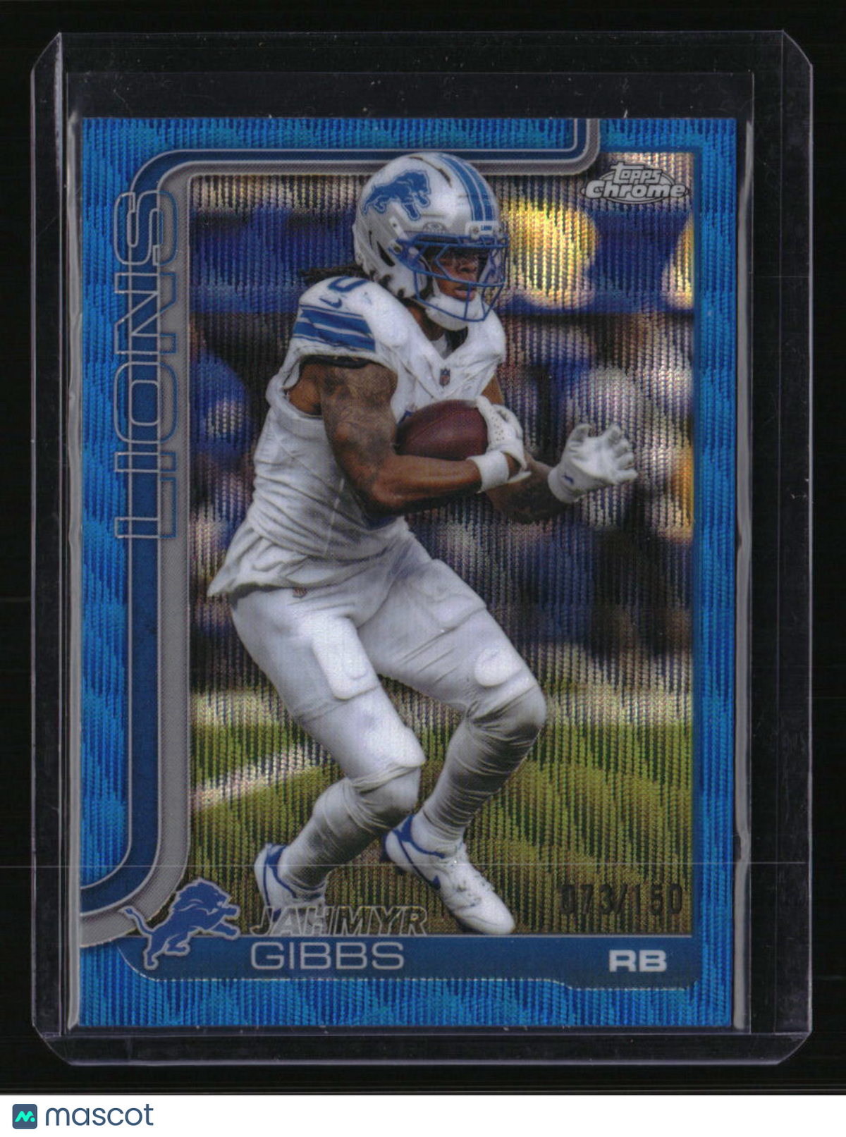 2025 Topps Chrome Jahmyr Gibbs Blue Wave Refractor #/150