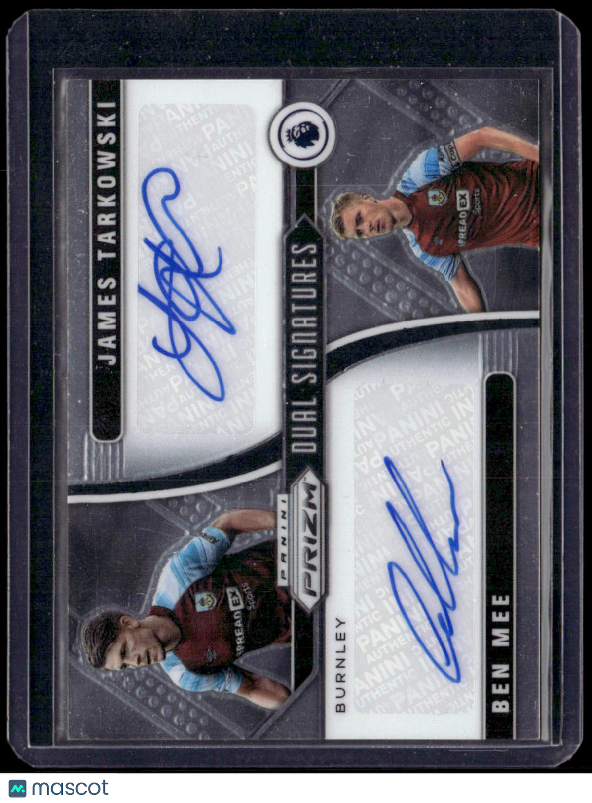 2021-22 Panini Prizm Premier League James Tarkowski/Ben Mee Dual Signatures #/20