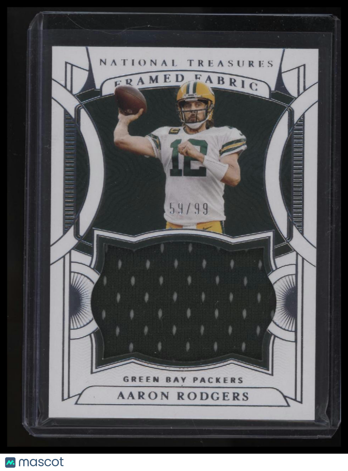 2021 Panini National Treasures Aaron Rodgers Framed Fabric #/99