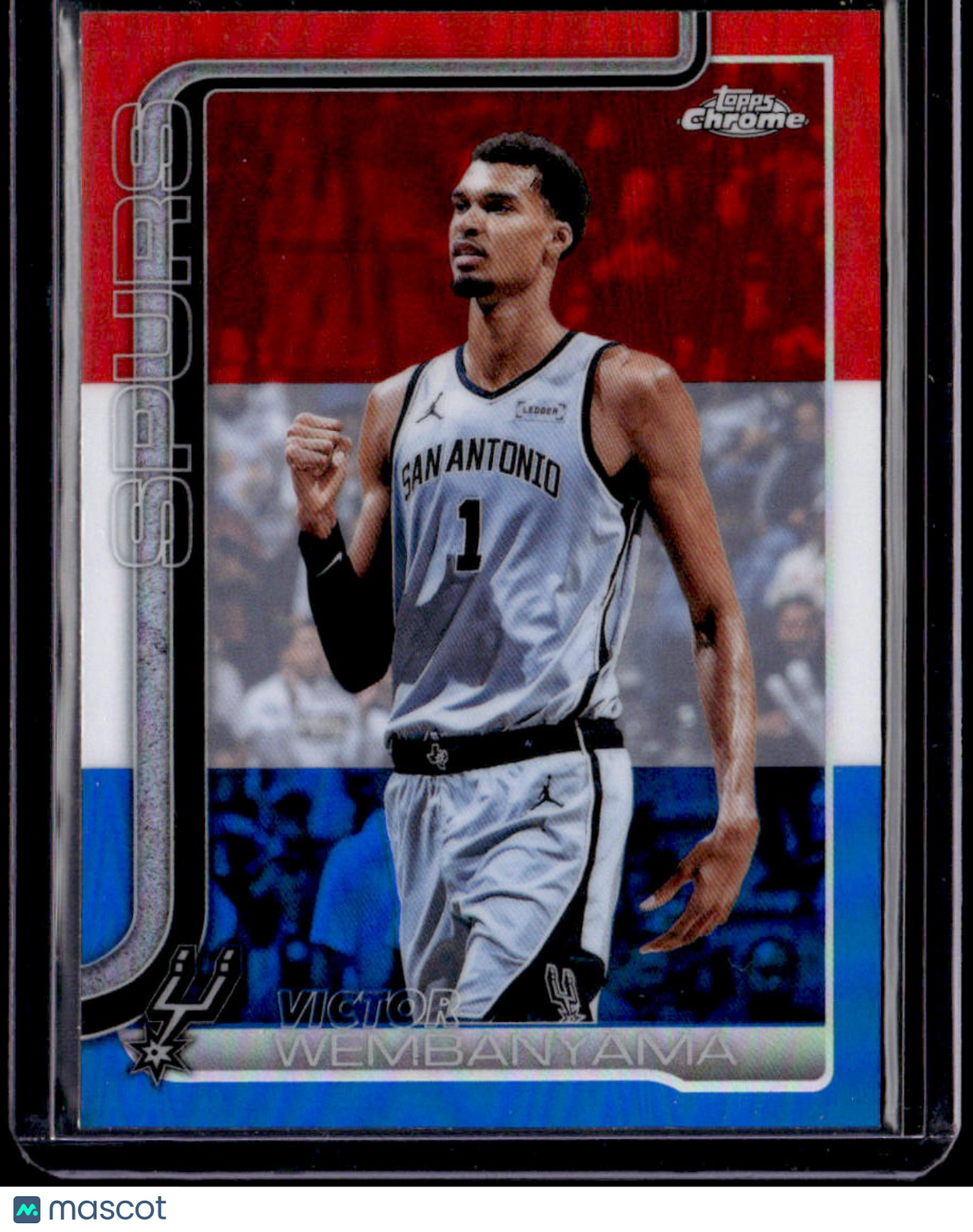 2025-26 Topps Chrome Update Victor Wembanyama Red White and Blue Refractor
