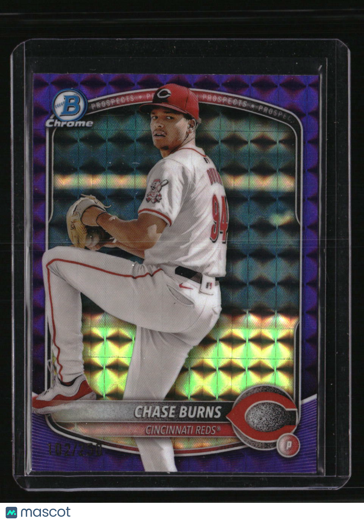 2025 Bowman Chase Burns Chrome Prospects Purple Geometric Refractor #/250