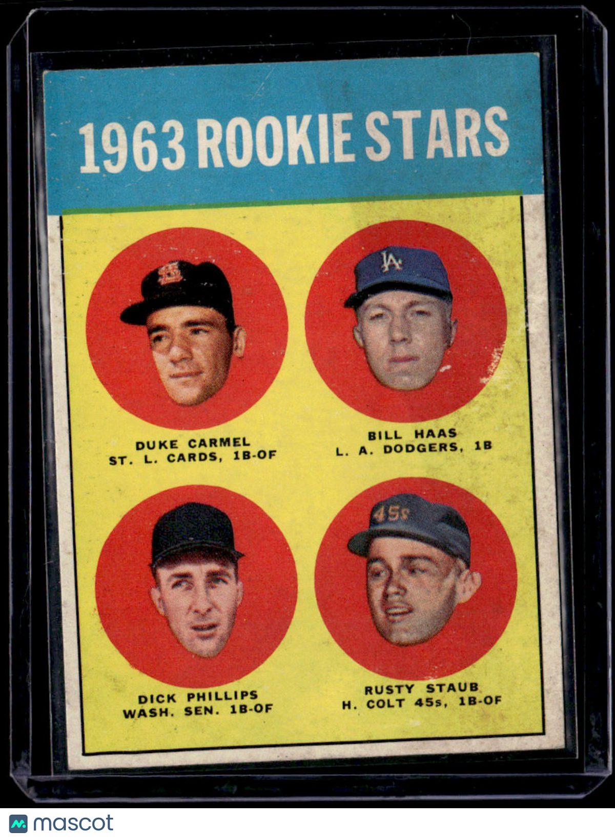 1963 Topps Rookie Stars (Duke Carmel /Bill Haas /Dick Phillips /Rusty Staub)