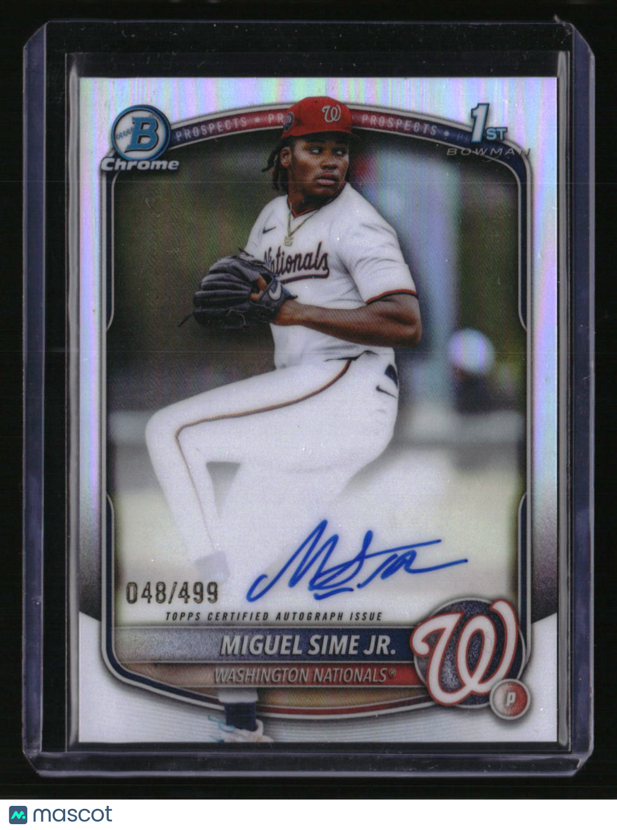 2025 Bowman Draft Miguel Sime Jr. Chrome Prospect Autographs Refractor #/499