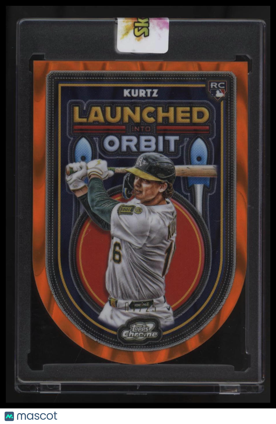 2025 Topps Chrome Cosmic Nick Kurtz Launched into Orbit Orange Galactic #/25