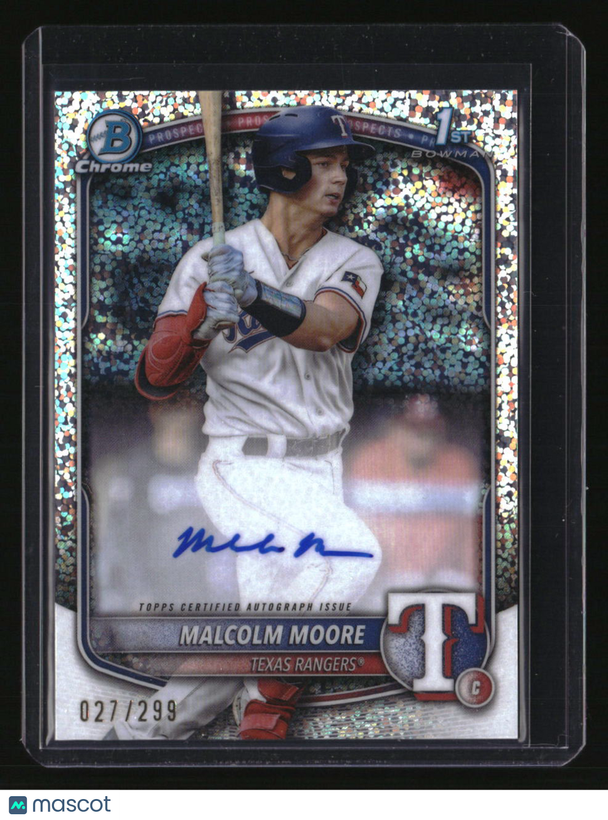 2025 Bowman Malcolm Moore Chrome Prospects Autographs Speckle Refractor #/299