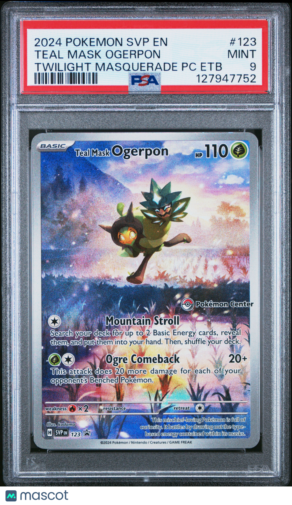 2024 Pokemon Black Star Promo Teal Mask Ogerpon Twilight Masquerade Pc Etb PSA 9