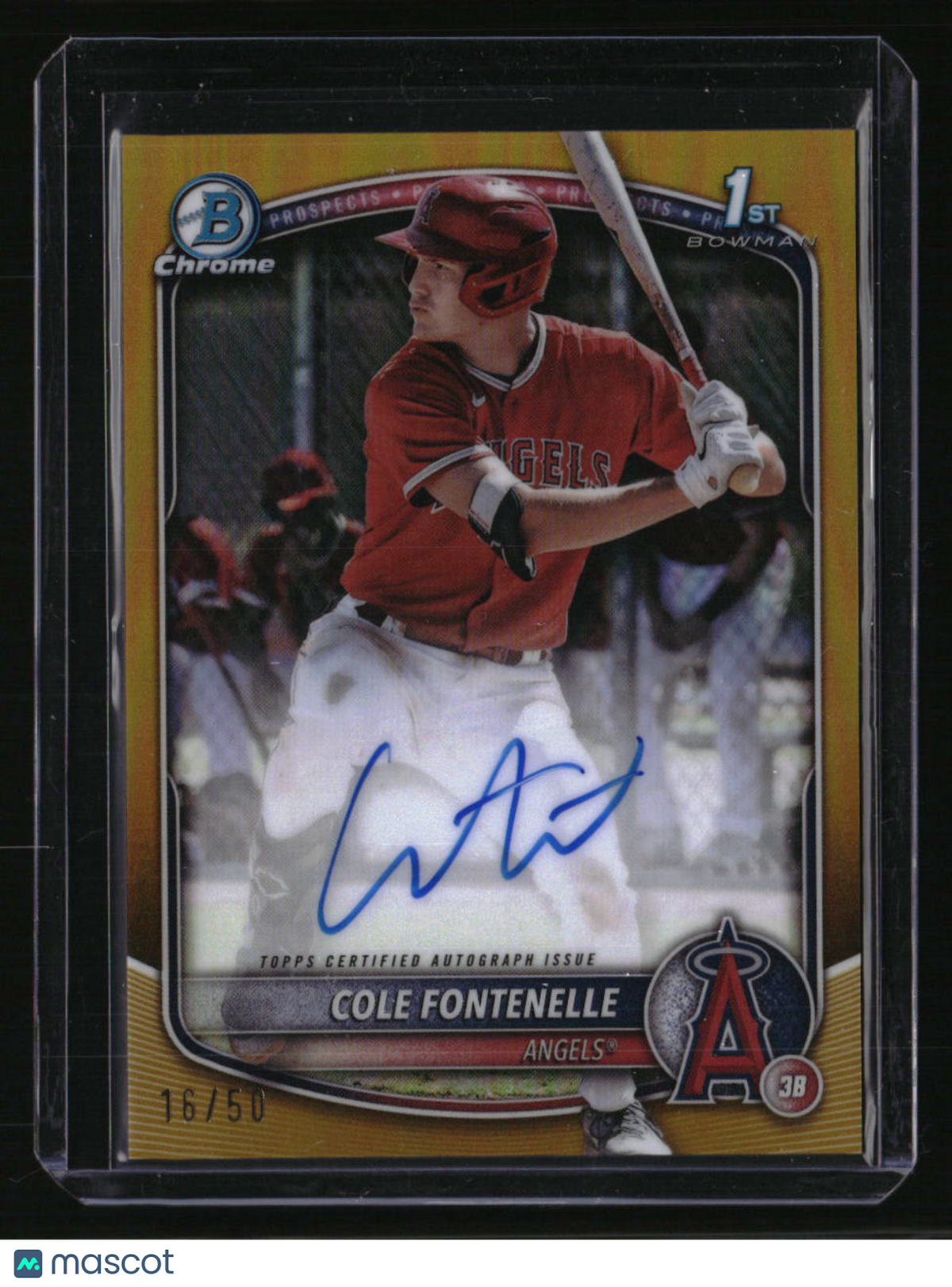 2025 Bowman Cole Fontenelle Chrome Prospects Autographs Gold Refractor #/50