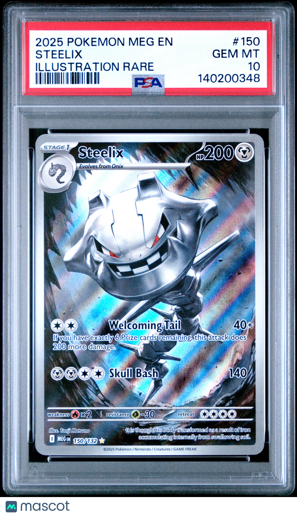 2025 Pokemon Meg En-Mega Evolution Steelix Illustration Rare PSA 10