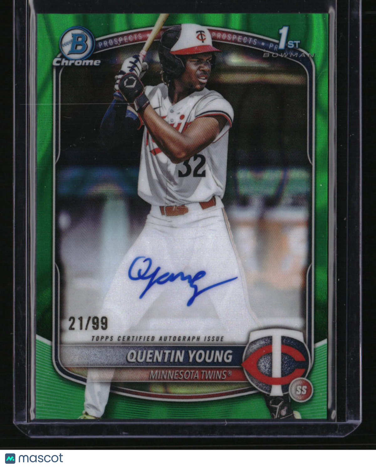 2025 Bowman Draft Quentin Young Chrome Prospect Autographs Green Lava #/99