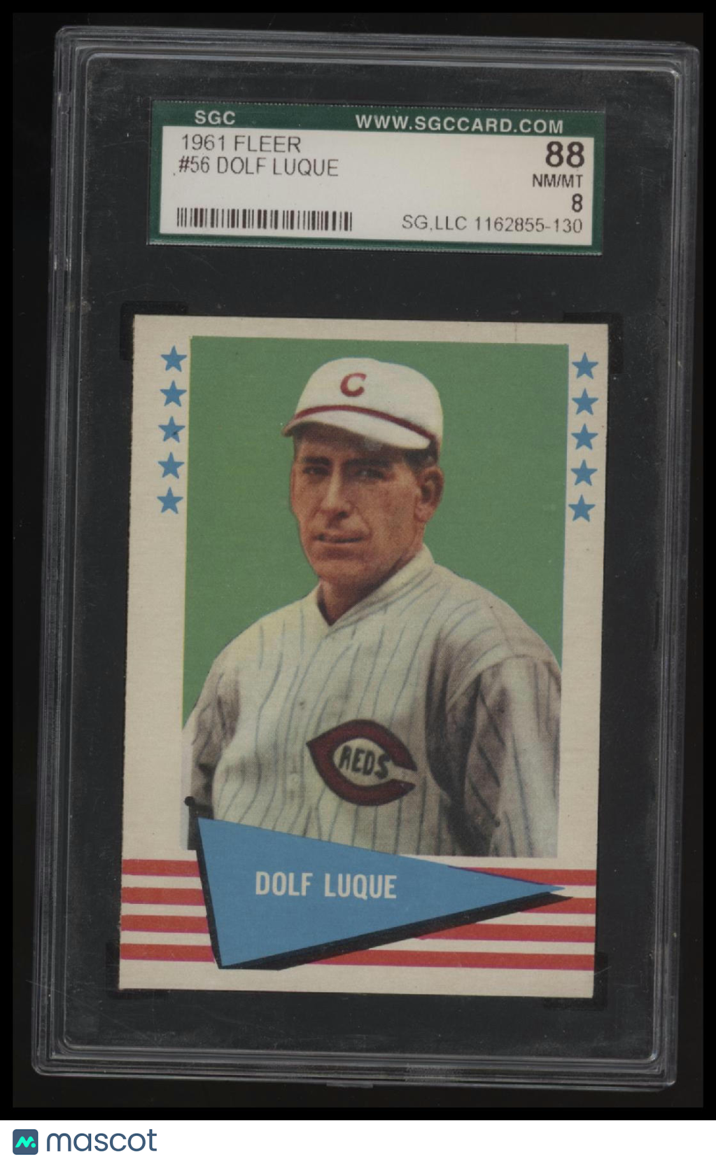 1961 Fleer Baseball Greats (F418-3) Dolf Luque SGC 8 Green Label