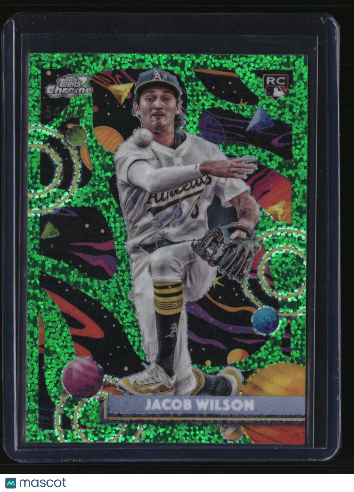 2025 Topps Chrome Cosmic Jacob Wilson Green Space Dust Refractor #/75