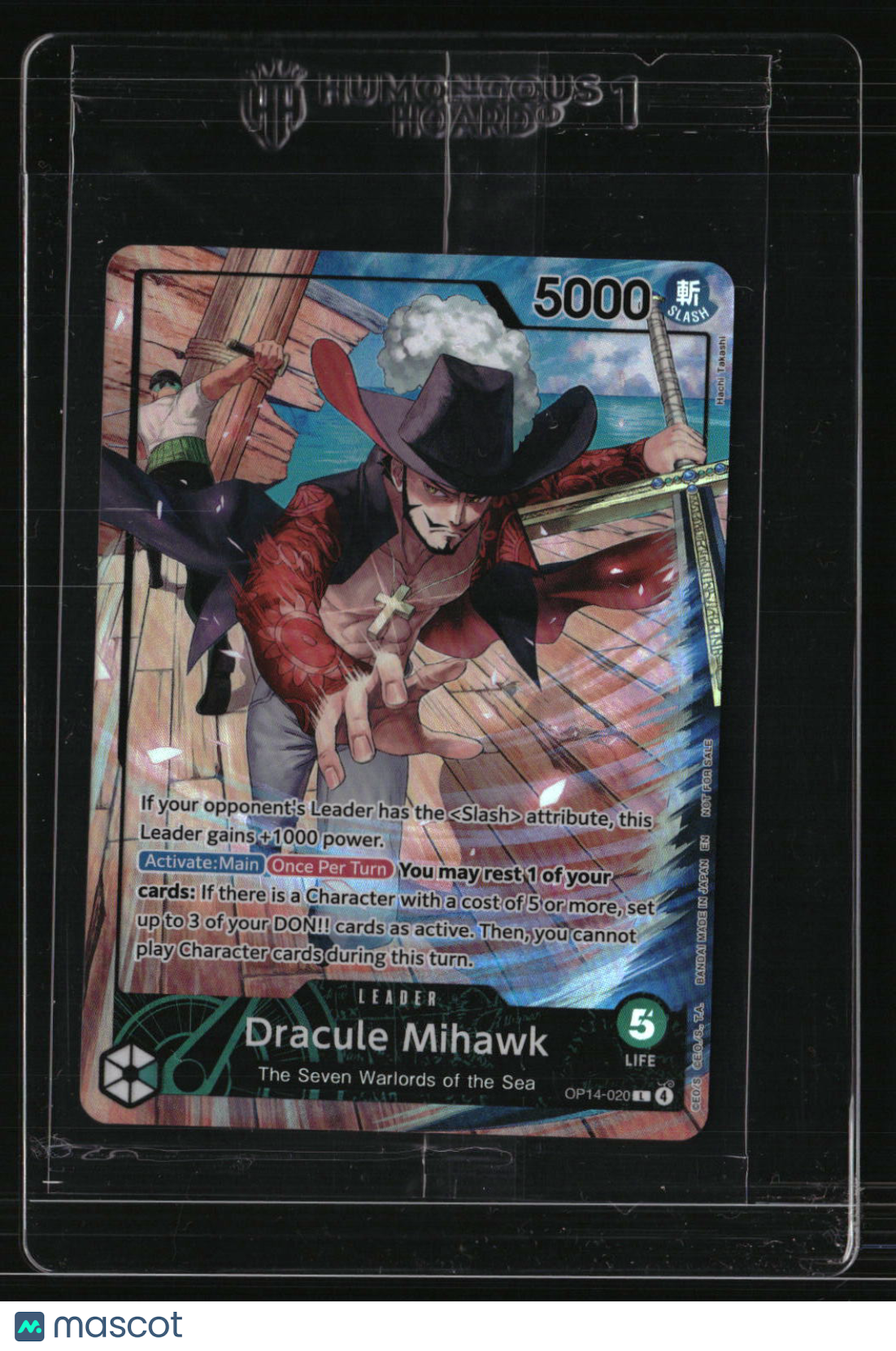 PSA Magazine Promo Sealed Dracule Mihawk OP14-020 Leader