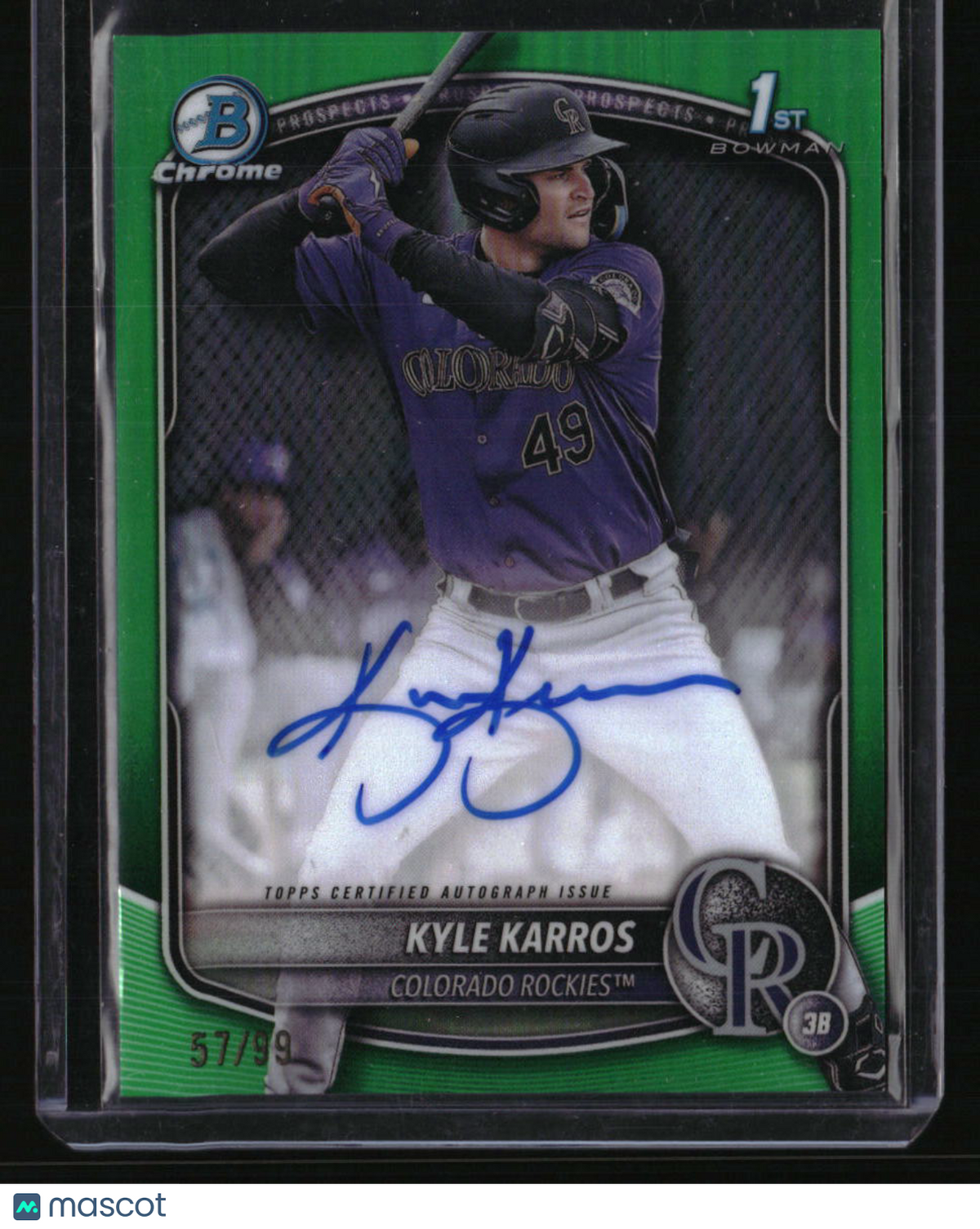 2025 Bowman Chrome Kyle Karros Prospect Autographs Green #/99