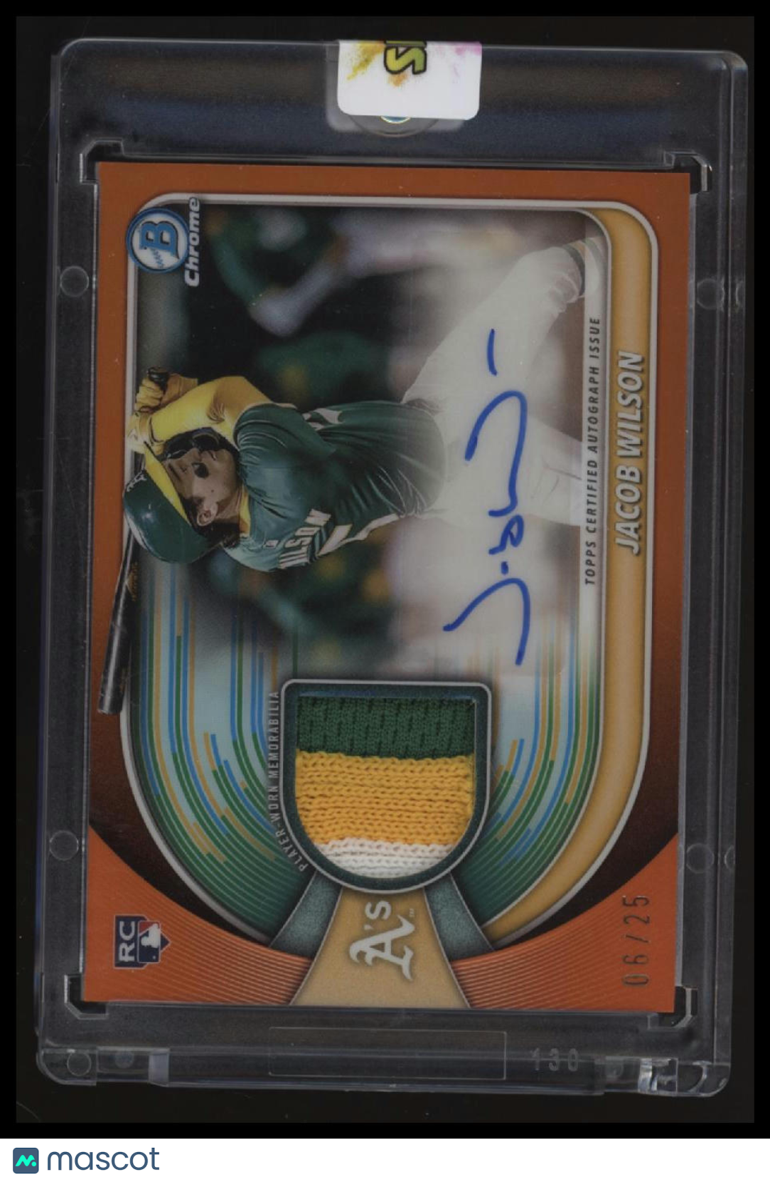 2025 Bowman Chrome Jacob Wilson Autograph Relics Orange #/25