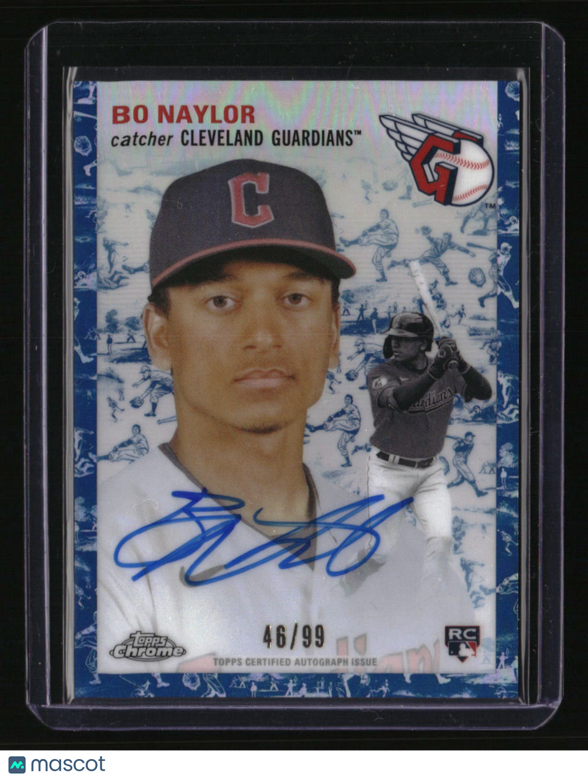 2023 Topps Chrome Platinum Bo Naylor Auto Toile Cream/Blue Refractor #/99