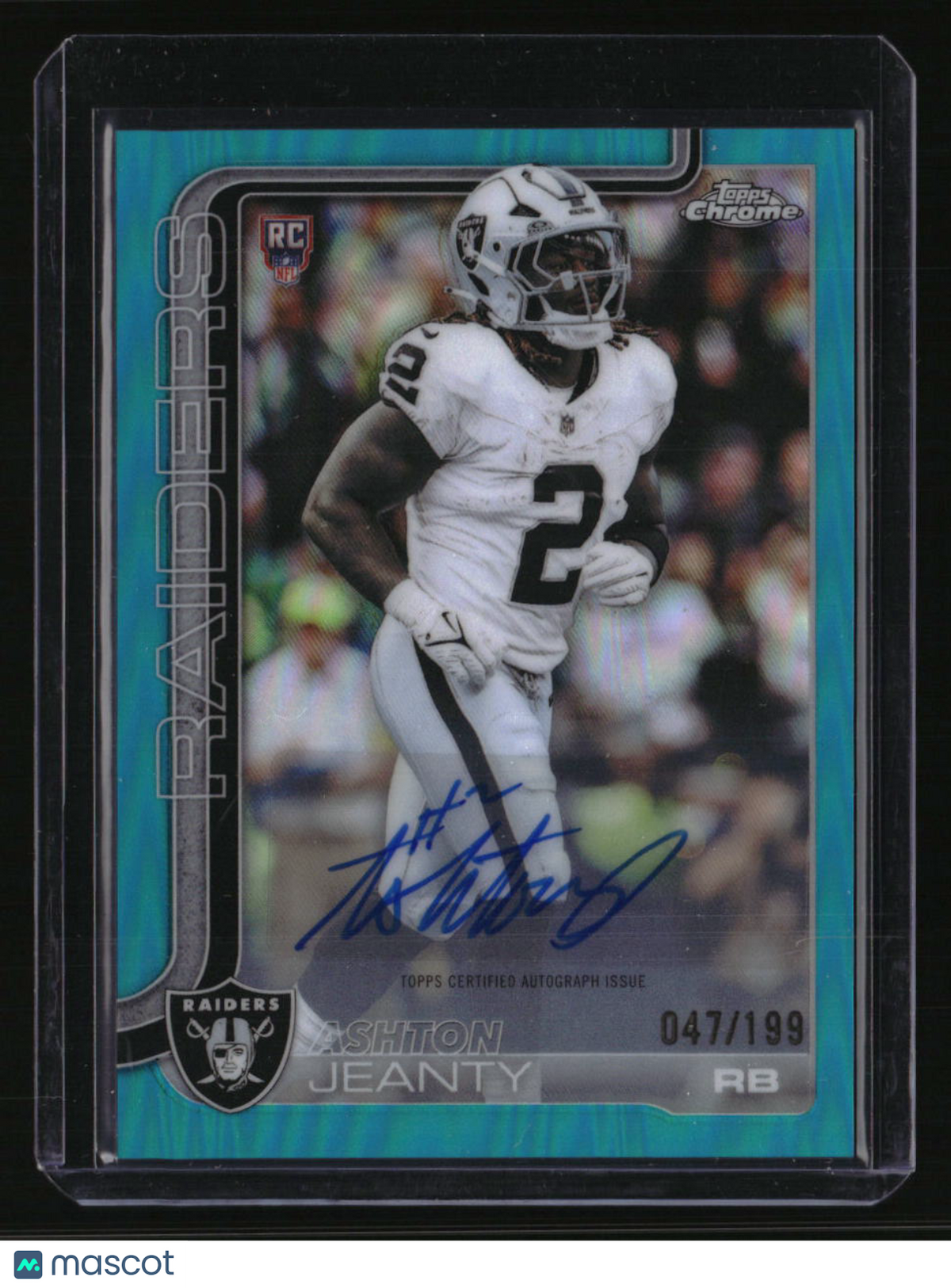 2025 Topps Chrome Ashton Jeanty Chrome Rookie Autographs Aqua Refractor #/199