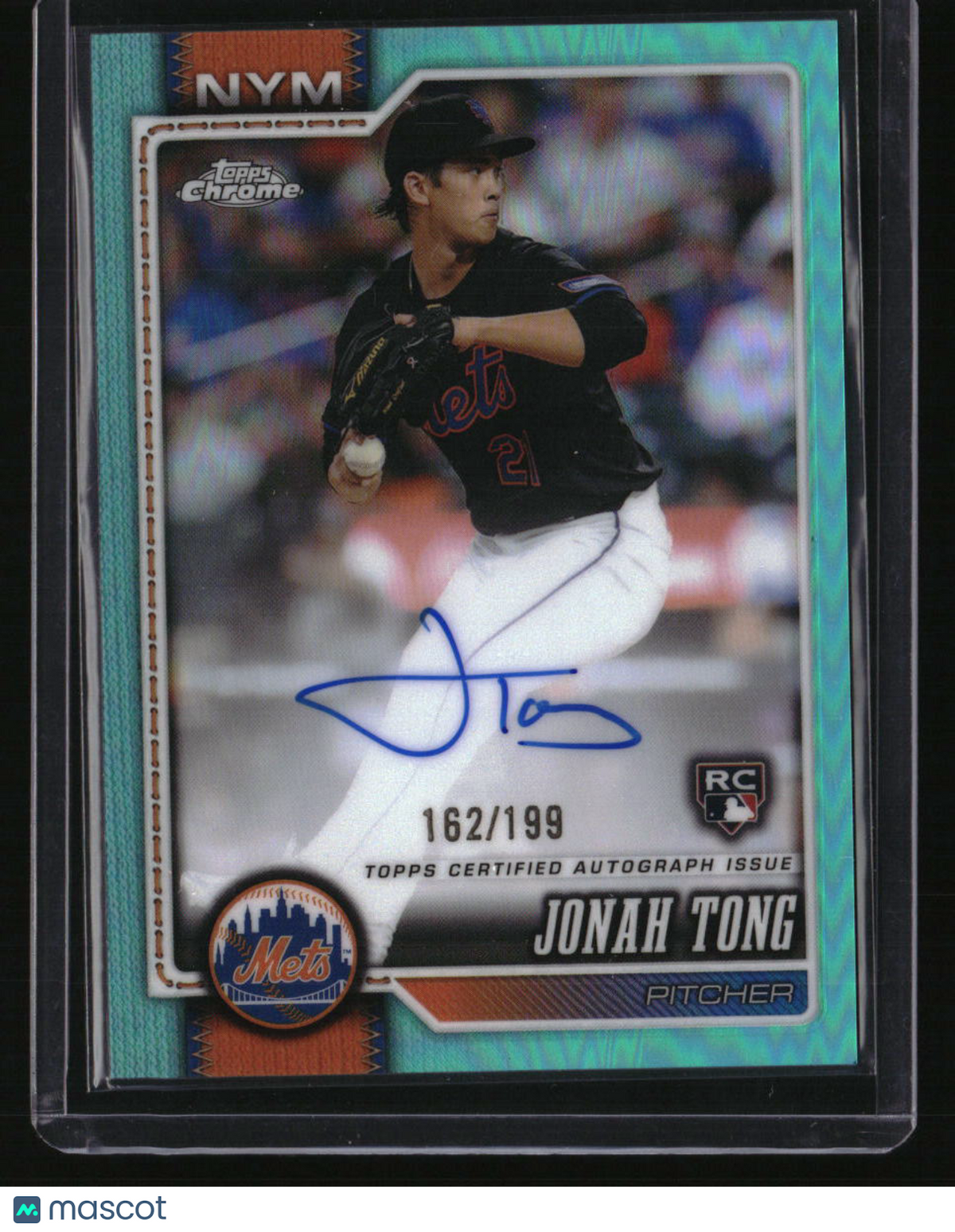 2026 Topps Chrome Jonah Tong Rookie Autographs Aqua Refractor #/199