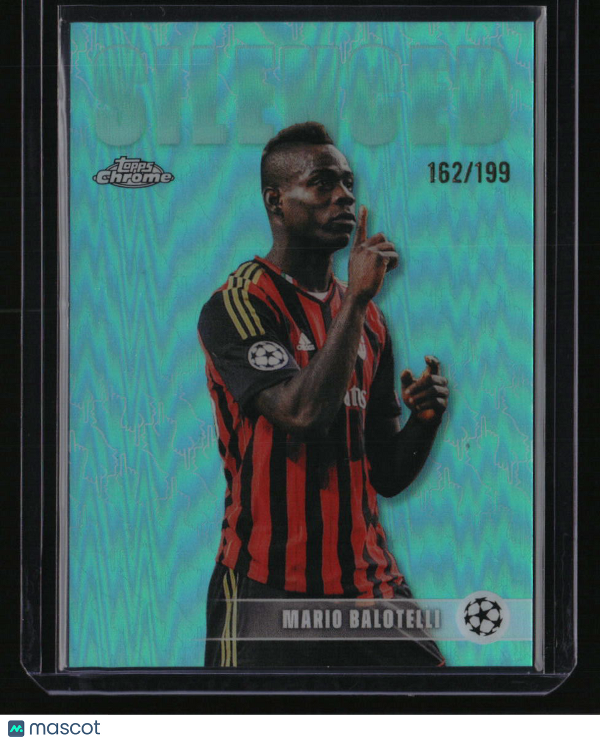 2025-26 Topps Chrome UEFA Club Competitions Mario Balotelli Silenced Aqua #/199