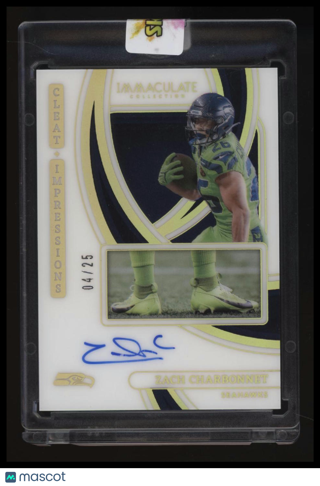 2025 Panini National Treasures Zach Charbonnet Cleat Impressions Autographs