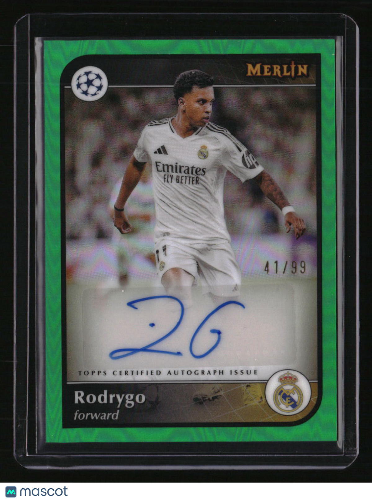 2024-25 Merlin UEFA Club Competitions Rodrygo Base Autographs Green #/99