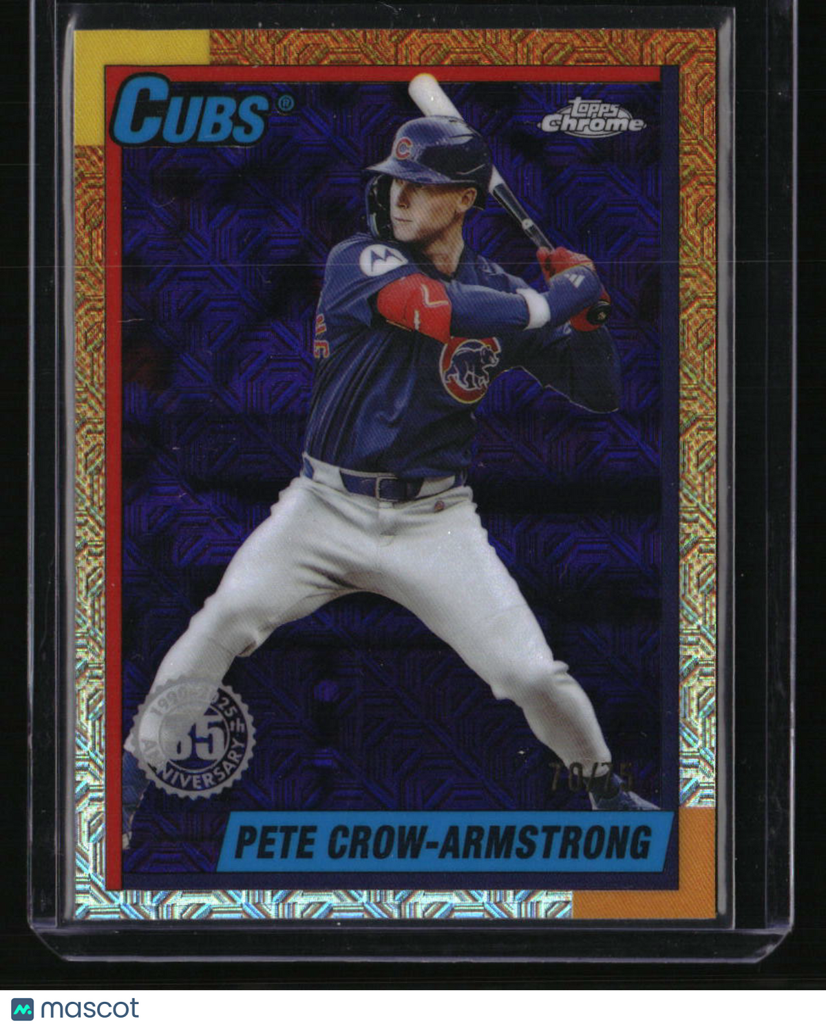 2025 Topps Update Pete Crow-Armstrong 35th Anniversary Chrome Purple #/75