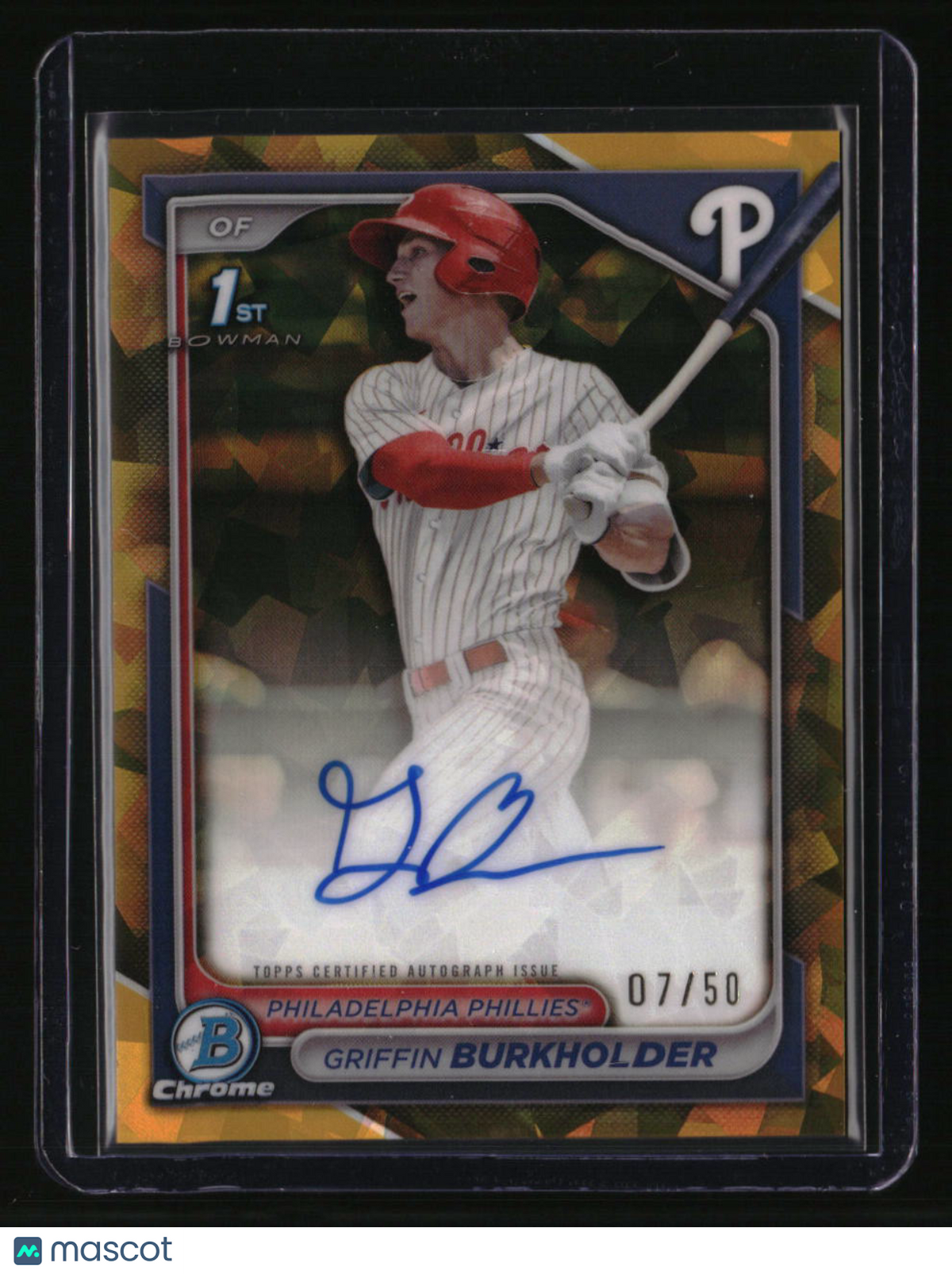 2024 Bowman Draft Sapphire Edition Griffin Burkholder Prospect Auto Gold #/50