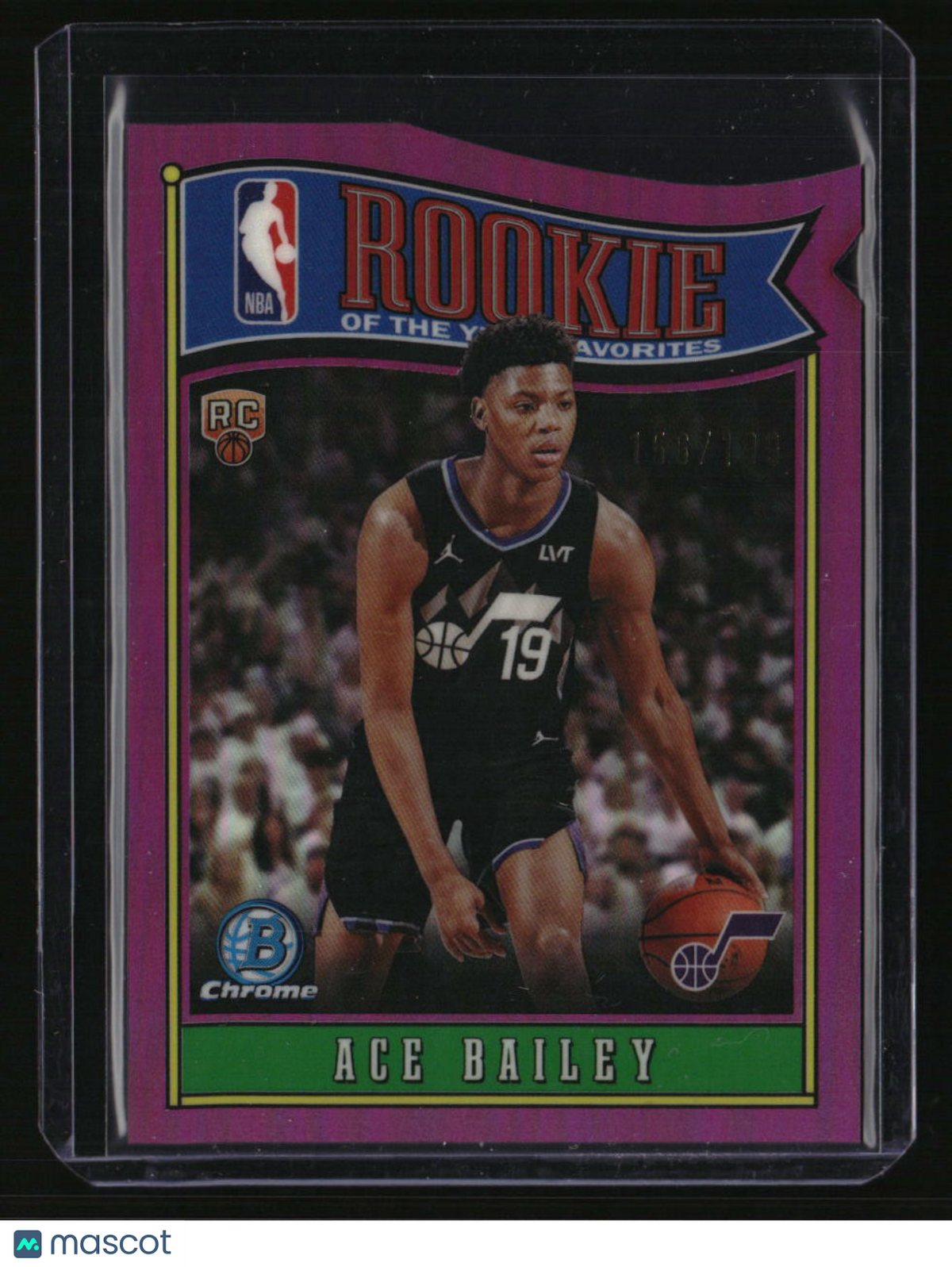 2025-26 Bowman Ace Bailey Rookie of the Year Favorites Fuchsia Refractor #/199