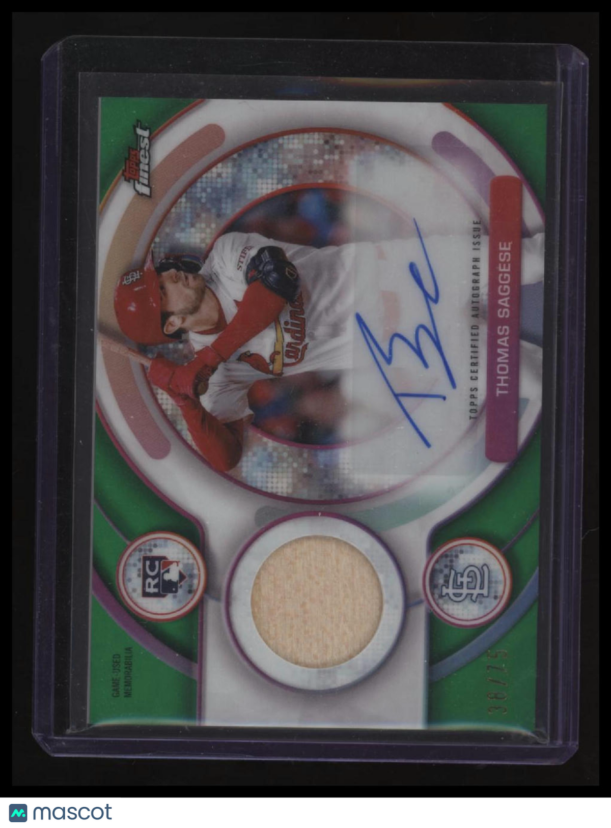 2025 Finest #RAJR-TS Thomas Saggese Finest Rookie Autographed Relics Green #/75