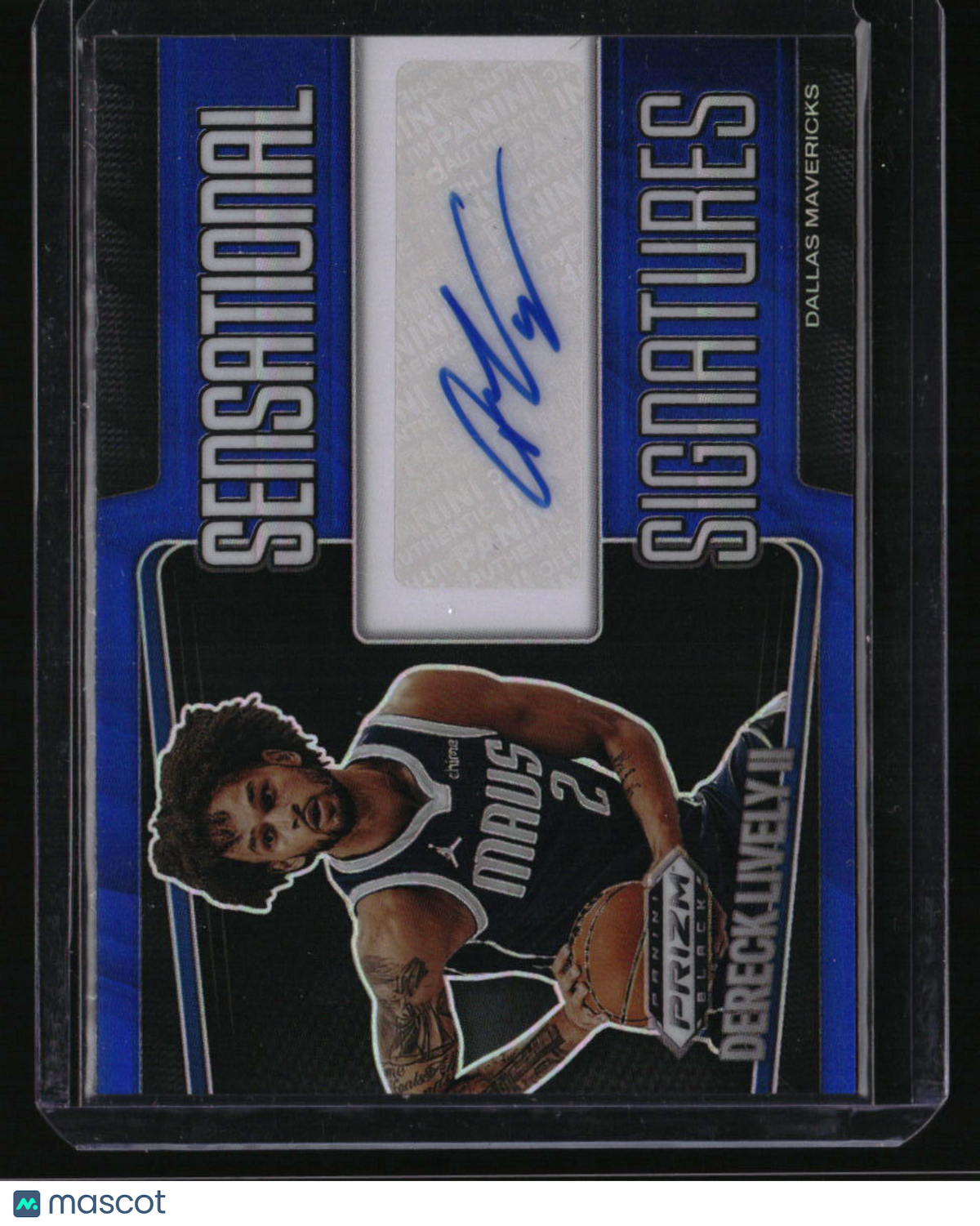 2024-25 Panini Prizm Black Dereck Lively II Sen. Signatures Prizms Blue #/49