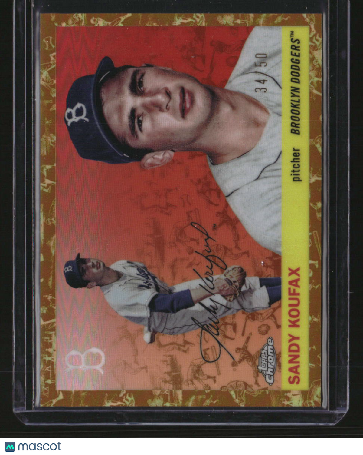 2025 Topps Chrome Platinum Sandy Koufax Platinum Toile Cream / Gold #/50
