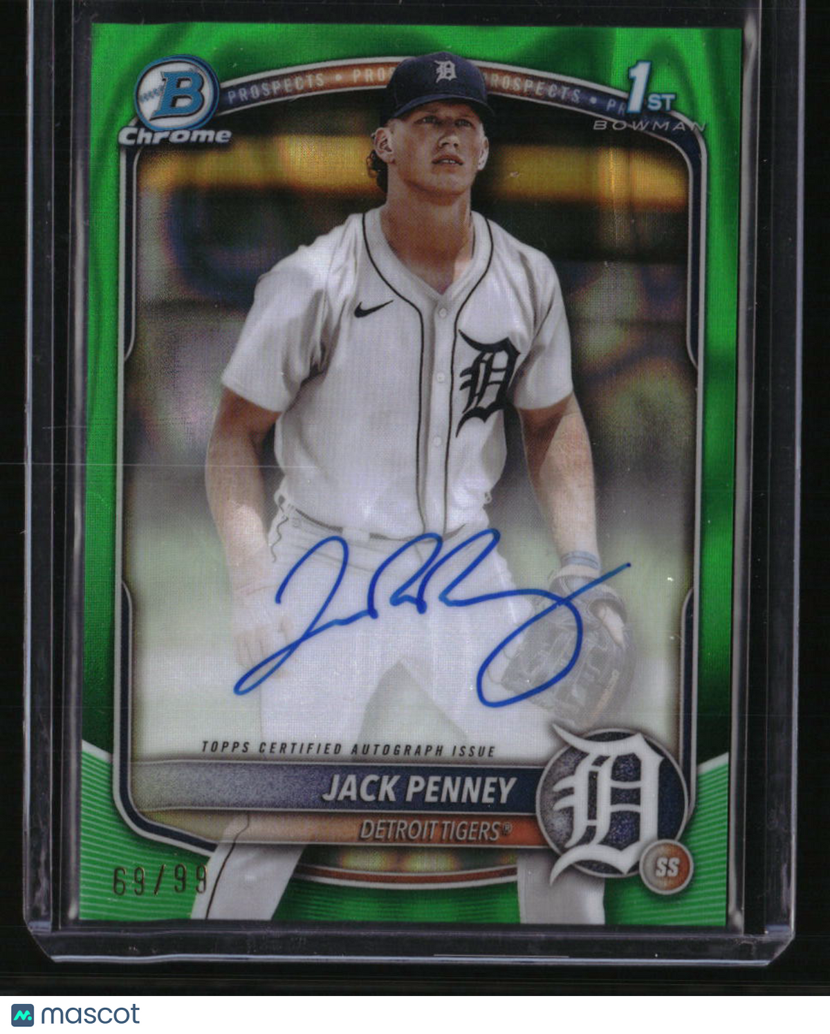 2025 Bowman Jack Penney Chrome Prospect Autographs Green Lava Refractor #/99