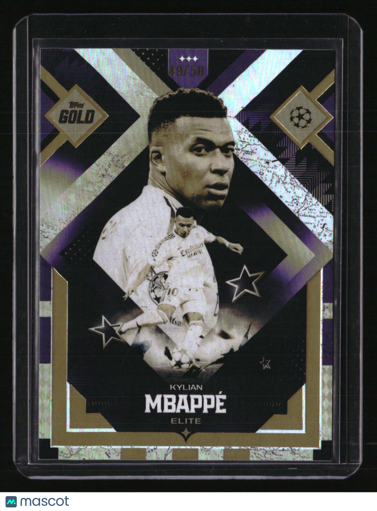 2025-26 Topps Gold UEFA Club Competitions Kylian Mbappe Purple #/50