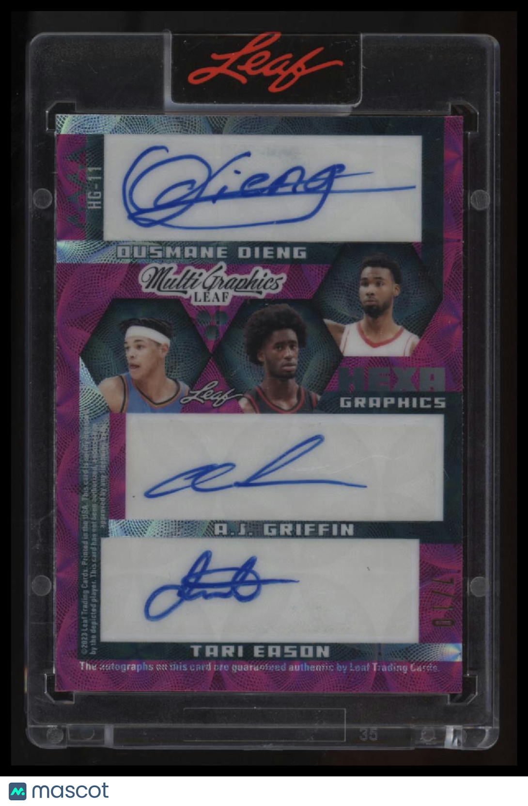 Leaf Hex Auto #HG-11 Dieng, Griffin, Eason, Mathurin, Sochan, Murray