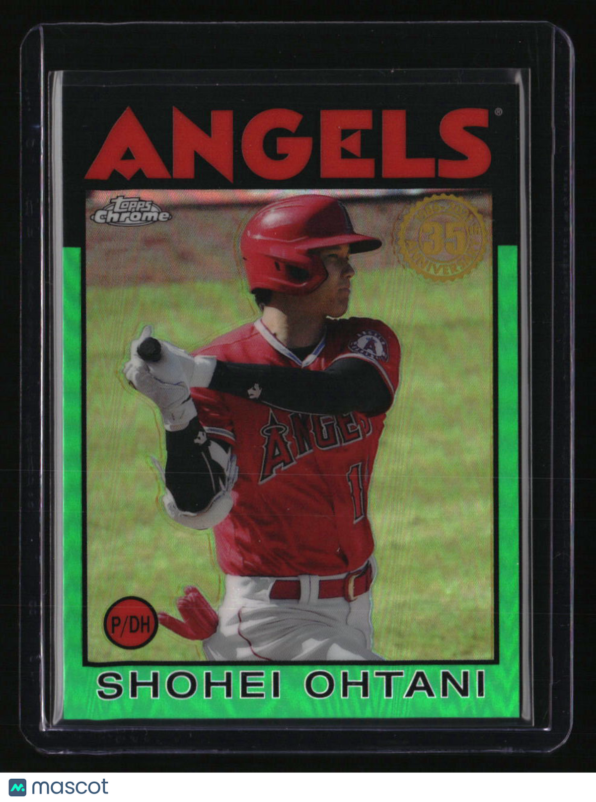 2021 Topps Chrome Shohei Ohtani 35th Anniversary Green Refractor #/99