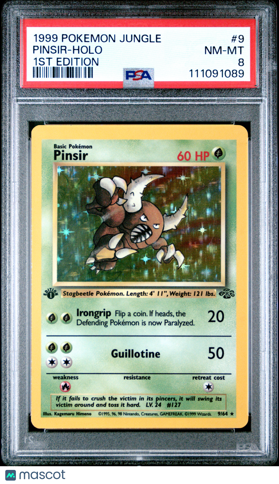 1999 Pokemon Jungle Pinsir-Holo 1st Edition PSA 8
