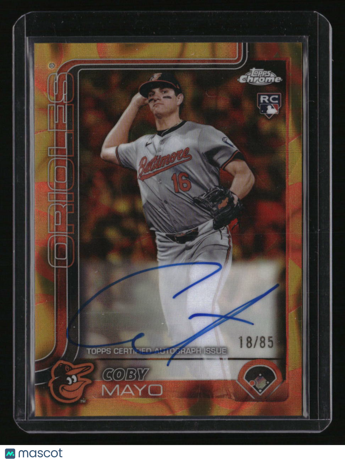2025 Topps Chrome Update Coby Mayo Lava Lamp Autographs Gold/Orange #/85