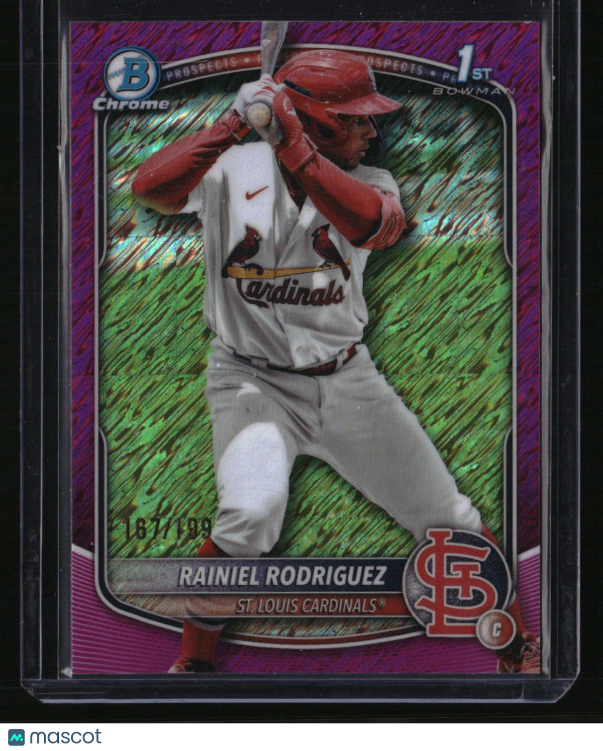 2025 Bowman Chrome Rainiel Rodriguez Prospects Fuchsia Shimmer #/199